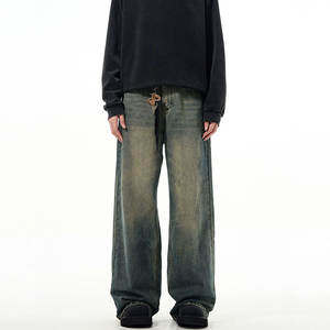 Nuovo <span class=keywords><strong>Jeans</strong></span> Vintage in Denim lavato da <span class=keywords><strong>uomo</strong></span> americano Cleanfit lisci a gamba larga pantaloni larghi pantaloni lunghi a vita media Casual da <span class=keywords><strong>uomo</strong></span> - Product Image 3