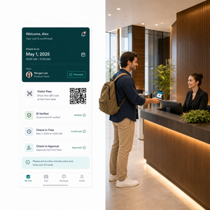 Gestion intelligente des visiteurs, solutions d'application de gestion des visiteurs pour iOS et Android avec pré-inscription des visiteurs, <span class=keywords><strong>enregistrement</strong></span> par QR code, LionCreate - Product Image 1