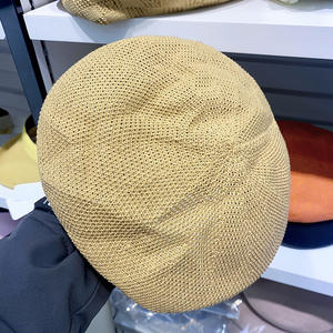 Gorro de punto hecho <span class=keywords><strong>a</strong></span> mano de lana, boina, boina azul marino, boina negra de ganchillo <span class=keywords><strong>para</strong></span> mujer - Product Image 5