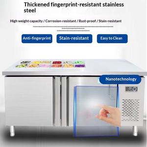 โต๊ะน้ำแข็งเชิงพาณิชย์ 3 ประตู พร้อมเครื่องทำน้ำแข็งปรับแต่งได้ สำหรับร้านชานม ผลไม้ อาหารทะเล สลัด โต๊ะทำงาน - Product Image 2