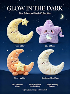 Ensemble de coussins étoiles et lune lumineux écologiques sans fluorescent, lavables en machine, en peluche, pour les boutiques de maternité et les coffrets cadeaux nouveau-né - Product Image 2