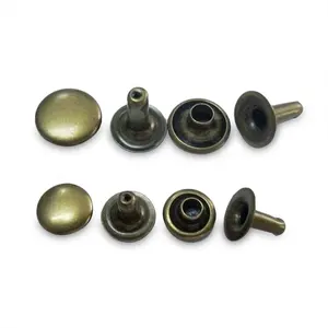 Custom Semi Copper Solid Metal Decorative Double Nail Head Hollow Dome Brass Snap Tubular Rivet