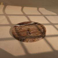 Bol décoratif en marbre de haute qualité YUSHI, plateau de rangement rond en pierre naturelle pour la décoration de la maison