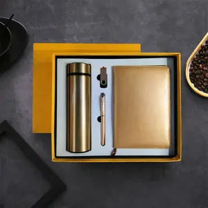 Luxury Office Business Logo Promotional notebook Gift Set With Pen Usb Vacuum Cup And Notebook For Man
