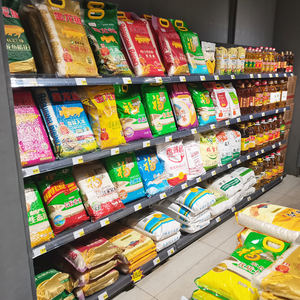 Usine personnaliser supermarché épicerie gondole rayonnage boutique rayonnage <span class=keywords><strong>grain</strong></span> de bois vin présentoir - Product Image 3