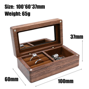 Estuche de Viaje Pequeño de Madera, Organizador de Joyas Portátil, Caja de Almacenamiento de Anillos, Aretes y Collares, Caja de Madera con <span class=keywords><strong>Espejo</strong></span> - Product Image 2