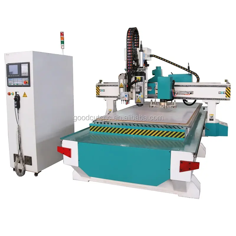 1325 1530 Automatic 3D Ukiran ATC Kayu CNC Router 4 Sumbu dengan Pengeboran Agregat