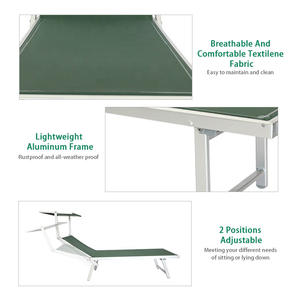 سرير للشاطئ قابل للطي قابل للتعديل والراحة بالظهر مصنوع من الألمونيوم للاستمتاع بنظام الصيف في الهواء الطلق - Product Image 6