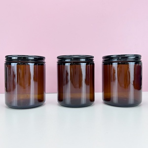 Exquisito Frasco de Vidrio Ámbar, Negro y Transparente para Velas de 100g, 250g, 500g y 1000g con Tapa de Aluminio Negra, Dorada y Plateada - Product Image 3