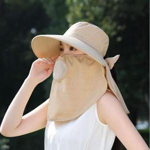 หมวกบักเก็ตป้องกันแสงแดดพร้อมหน้ากากป้องกันรังสียูวีระบายอากาศได้ดี ปีกกว้างสำหรับผู้หญิงใช้กลางแจ้ง - Product Image 2