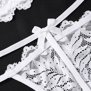 Crisscross Back Straps Lingerie Set Sheer See-Through Wireless Bra &amp; Brief Sets Sexy Lace Trimmed Bralette For <strong>Women</strong> - Product Image 5