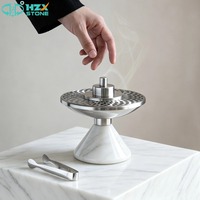 Brûleur d'encens en travertin de luxe HZX, encensoir en pierre sculpté à la main pour les cérémonies religieuses à domicile et la décoration d'automne