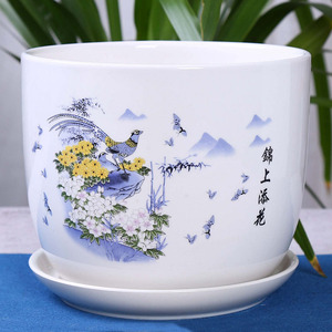 Pot de fleurs en céramique Extra large dégagement spécial avec plateau plantes succulentes plantes vertes sol fleurs simple table POTS - Product Image 3