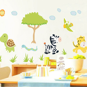 Zebra turtle trees and flowers adesivi per la casa in Pvc adesivi per cartoni animati animali adesivi murali per la camera dei bambini nursery school decalcomania della parete - Product Image 3