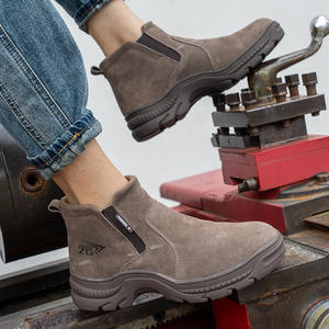 8808-Bottes de Sécurité pour Soudage en Cuir Véritable Disponibles en Stock, Chaussures de Sécurité en Cuir Suédé de Haute Qualité sans Lacets - Product Image 6