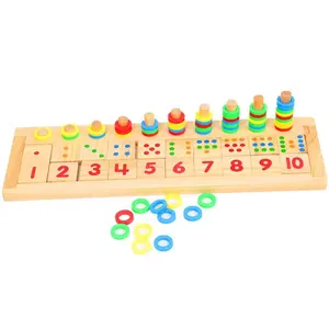 Montessori Wooden Stacking Rings Counting Games Counting Ring Stacker Wooden Sorting Counting Learning Wooden Puzzle Toys