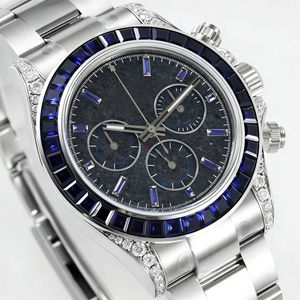 Reloj Mecánico de Moissanita de Súper Calidad, 40 mm, Fábrica PPM, Acero 904, Movimiento 4131, 1265-99, Cronógrafo, Obsidiana, Zafiro - Product Image 1