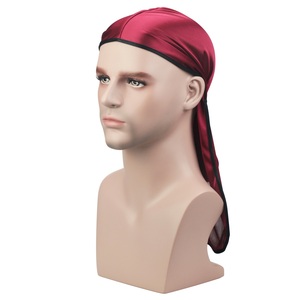 Nouveau rouge unisexe soyeux satin longue queue chapeau de pirate élastique cap la <span class=keywords><strong>chimiothérapie</strong></span> chapeau durag soyeux pour hommes - Product Image 3