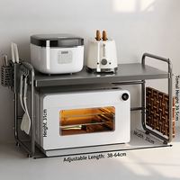 Étagère de cuisine multifonctionnelle extensible à 2 niveaux en métal pour micro-ondes et four grille-pain