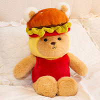 MaiYouTu Ours en peluche brodé personnalisé de haute qualité, super doux, en forme de burger, rembourrage en coton PP, anti-stress, pour la Saint-Valentin