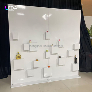 LEDA Factory New Design White <b>Backdrop</b> <b>Stand</b> Luxury Metal Champagne Wall For Wedding Hall Event Decoration - Product Image 4