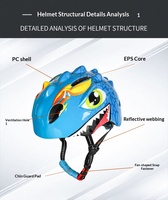 Casque de sécurité pour enfants, motif dinosaure, réglable, demi-casque pour vélo d'équilibre, vélo, roller, garçons et filles