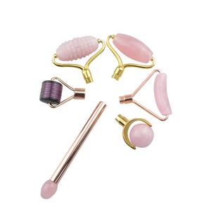 Rodillo <span class=keywords><strong>de</strong></span> jade con logotipo personalizado, masajeador <span class=keywords><strong>de</strong></span> <span class=keywords><strong>doble</strong></span> cabeza DIY, herramienta Gua Sha con piedras naturales, rodillo <span class=keywords><strong>de</strong></span> microagujas - Product Image 1