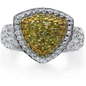 แหวนเพชร Jewelspaark 0.39 กะรัต ทรงกลม สีเหลืองแฟนซี ชุบโรเดียม เงินแท้ 925 เครื่องประดับหมั้นทันสมัยสำหรับผู้หญิง - Product Image 1