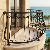 Balustrades de balcon en fer forgé cintrées, populaires pour les hôtels et villas en Floride et en Californie, résistantes à la corrosion, structure robuste et stable