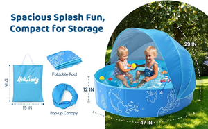 Piscine gonflable pour enfants personnalisée avec auvent solaire, piscine extérieure avec motifs marins - Product Image 5