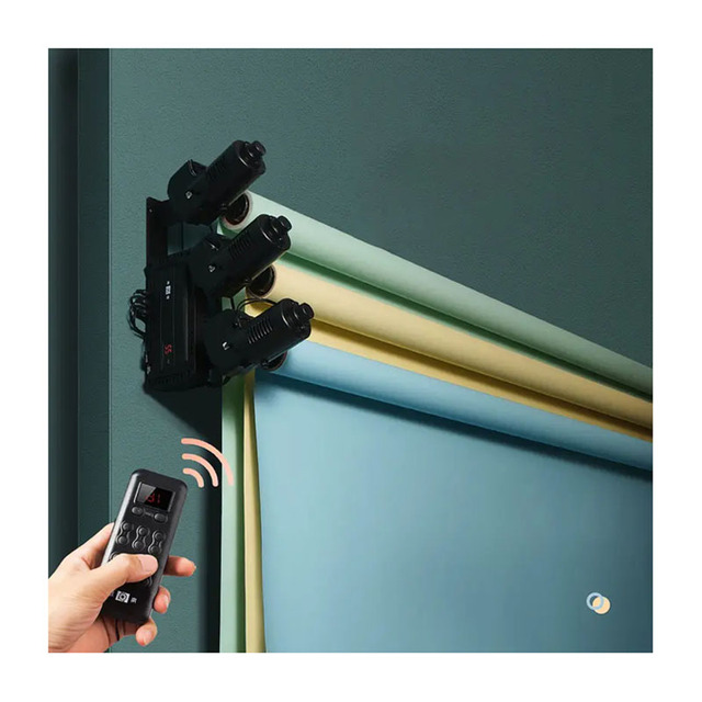Yiscaxia Electric Background Shaft Remote Control Photo Green Screen Roll up Paper Backdrop Wall Mount Background Roller System