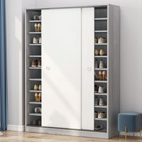 Meuble à chaussures en bois à grande capacité avec porte coulissante, rangement modulable, en stock usine