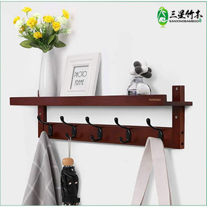 Bamboo European-style creative wall hooks, bathroom wall hooks, coat hooks, multi-functional wall-mounted <b>storage</b> rack wholesale - Product Image 3