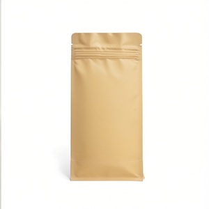 Custom Logo Paper Coffee <b>Bean</b> <b>Bags</b> 13.5x26.5+7.5cm Recyclable Flat Bottom No Valve <b>Yellow</b> Kraft Paper - Product Image 1