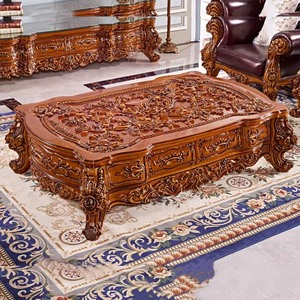 โต๊ะกาแฟไม้เนื้อแข็งสไตล์ยุโรป ตู้ไม้ ชุดโต๊ะมุม ตู้แกะสลักสำหรับห้องนั่งเล่นในบ้าน วิลล่า โรงแรม เฟอร์นิเจอร์สำหรับบ้านและโรงแรม - Product Image 3