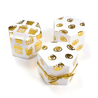 Boîte à bonbons en feuille d'or de luxe de mariage, sac cadeau, ruban, boîte à bonbons pliable écologique, Mini boîte en papier d'emballage de chocolat, vente en gros