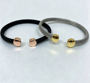 Pulsera de malla con diseño de oso, brazalete abierto chapado con extremos de oso para mujer, joyería de moda - Product Image 2