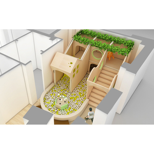 منطقة لعب داخلية خشبية فاخرة مخصصة وصديقة للبيئة مع زلاقات تسلق وحوض كرات - Product Image 4