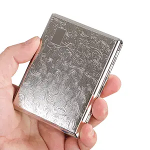 吸烟配件银色方形18PCS厚烟盒便携式金属烟盒