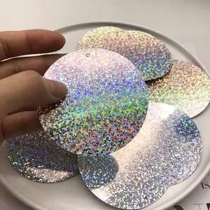 Wholesale PVC Round Loose Laser White Large Sequins Paillette 60mm For Garment Accessories