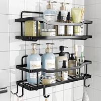 Lot de 2 paniers de rangement muraux à double niveau non pliables pour douche et cuisine, avec roulettes, en fer