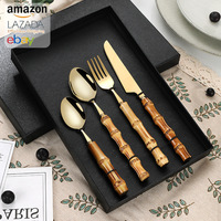 2023 créatif 304 acier inoxydable céramique couverts fourchette cuillère ensemble Western Steak couteau luxe cadeau emballage boîtes Table Durable