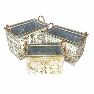 Planteur rustique en métal galvanisé, pot de fleurs Vintage fait à la main de forme ronde, accessoires de jardin de haute qualité, vente en gros, 12 pièces - Product Image 1