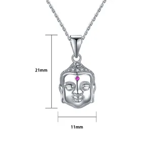 Fine Jewelry Necklaces Sterling 925 Silver Jewelry Pendant Charms With CZ Small Buddha Necklace