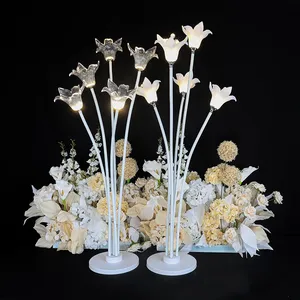 Lily Road Guidance Light Glowing Metal Lilium Flower Street and Stage Props for Wedding Party Decorations