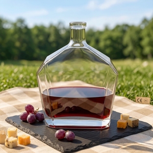 Distributeur de vin moderne en verre polygonal unique, carafe à spiritueux angulaire pour Tequila, Mezcal, Gin de qualité supérieure, articles de bar de luxe - Product Image 1
