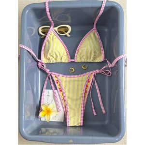 FOXA Ensemble bikini 2 pièces à fleurs pour femme, maillot de bain réversible à bretelles triangulaires avec volants - Product Image 5