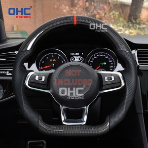 Entrepôt des États-Unis Volant en fibre de carbone véritable pour Volkswagen Vw <span class=keywords><strong>Golf</strong></span> <span class=keywords><strong>7</strong></span> R Mk7 <span class=keywords><strong>Gti</strong></span> Point <span class=keywords><strong>rouge</strong></span> ou bleu et bande supérieure - Product Image 4