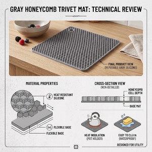 Sous-plat carré en silicone gris 18 cm, antidérapant, résistant à la chaleur, pour cuisine, qualité alimentaire, support <span class=keywords><strong>de</strong></span> casserole personnalisé, <span class=keywords><strong>set</strong></span> <span class=keywords><strong>de</strong></span> dessous <span class=keywords><strong>de</strong></span> plat - Product Image 6