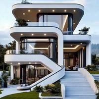 Villa préfabriquée de luxe à faible coût en acier léger, plan de maison esthétique pour usage bureautique, villas préfabriquées